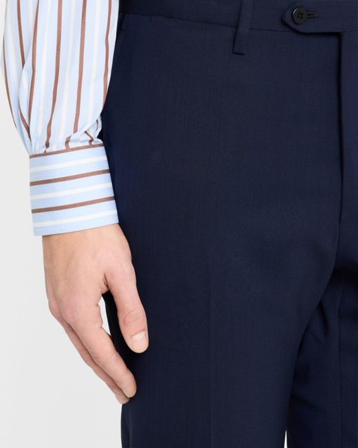 Kiton Blue Apos;S Solid Wool Twill Trousers for men