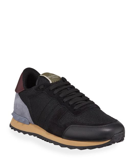 valentino mens black trainers