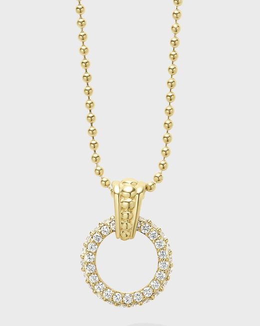 Lagos Metallic 18k 9mm Diamond-circle Pendant Necklace