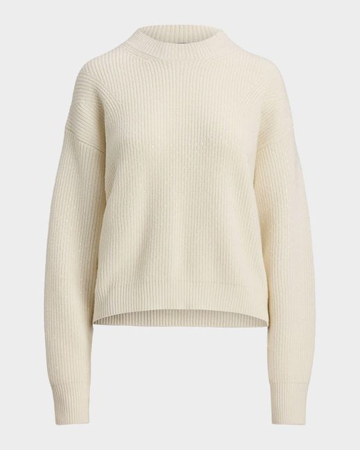 Ralph Lauren Natural Embellished Cashmere Travel Rib Sweater