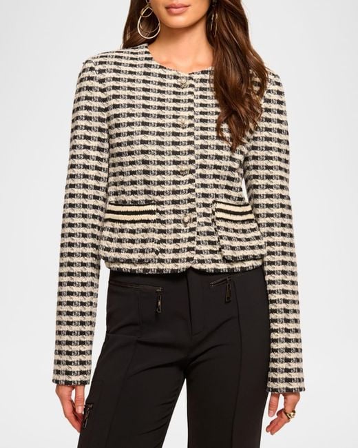 Ramy Brook Black Thomas Gingham Tweed Jacket