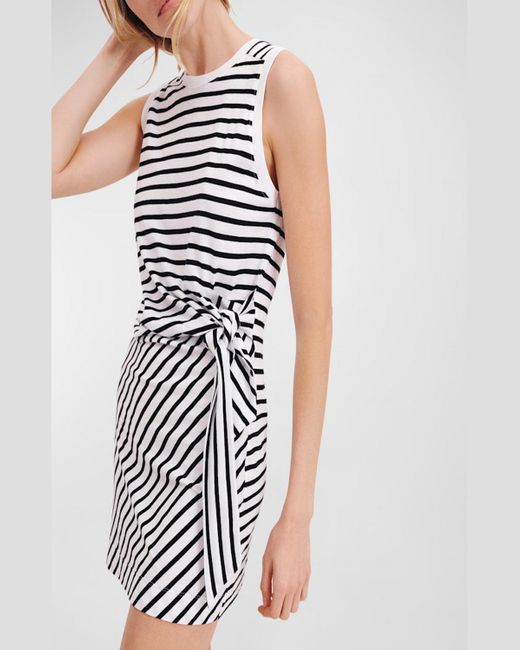 ATM Multicolor Classic Jersey Stripe Twisted Sleeveless Mini Dress
