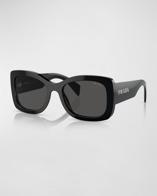 Prada Black Logo Acetate Butterfly Sunglasses