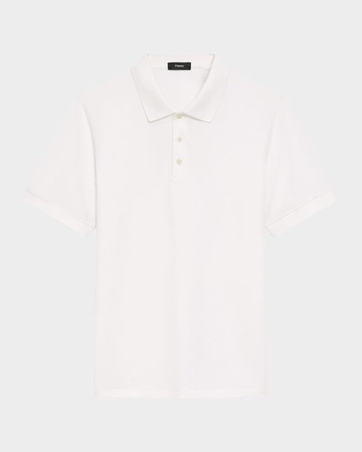 Theory Pima Cotton Polo Shirt in White for Men | Lyst