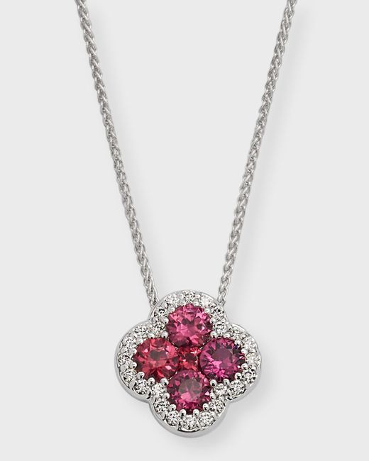 Neiman Marcus 18k White Gold Diamond And Ruby Pendant Necklace