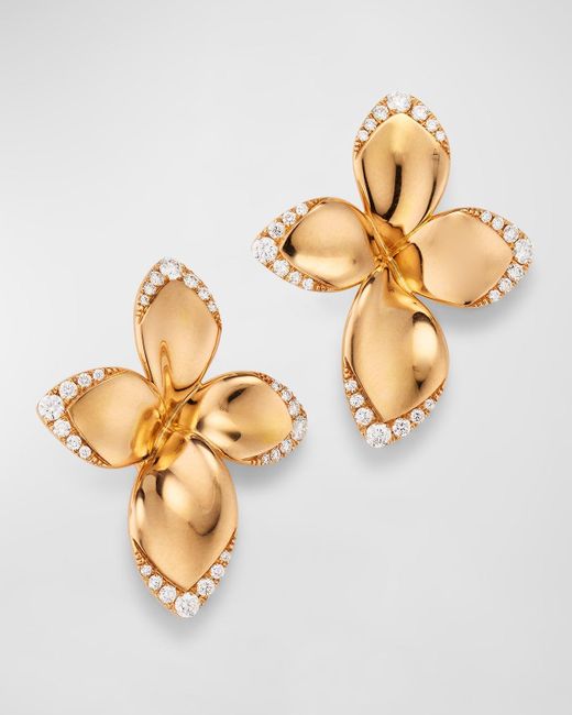 Pasquale Bruni Metallic Giardini Segreti 18k Rose Gold Diamond Flower Earrings