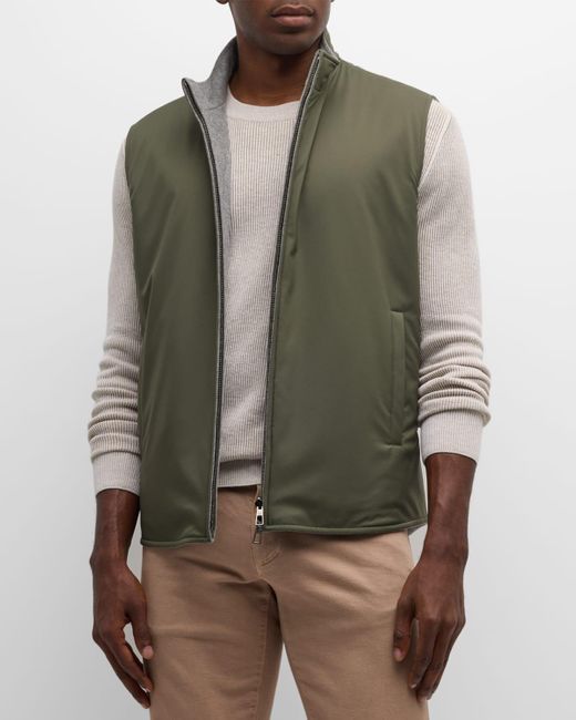 Loro Piana Green Marlin Cashmere And Nylon Reversible Vest for men
