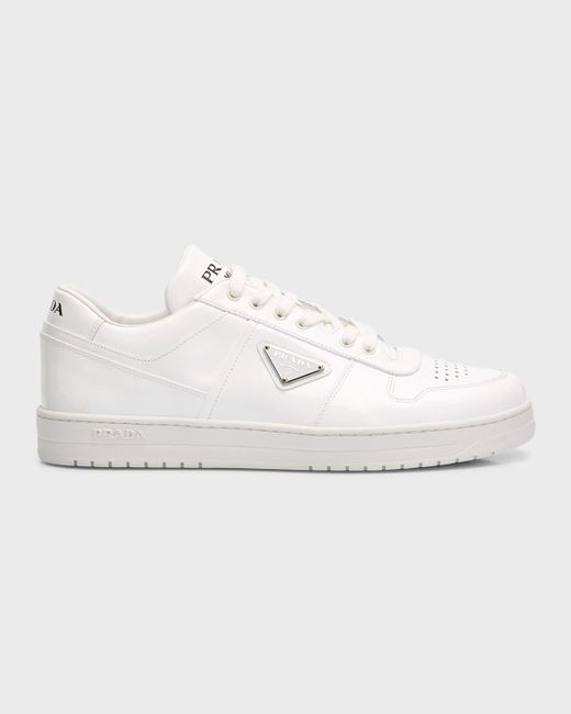 Prada White Downtown Patent Leather Low-top Sneakers for men