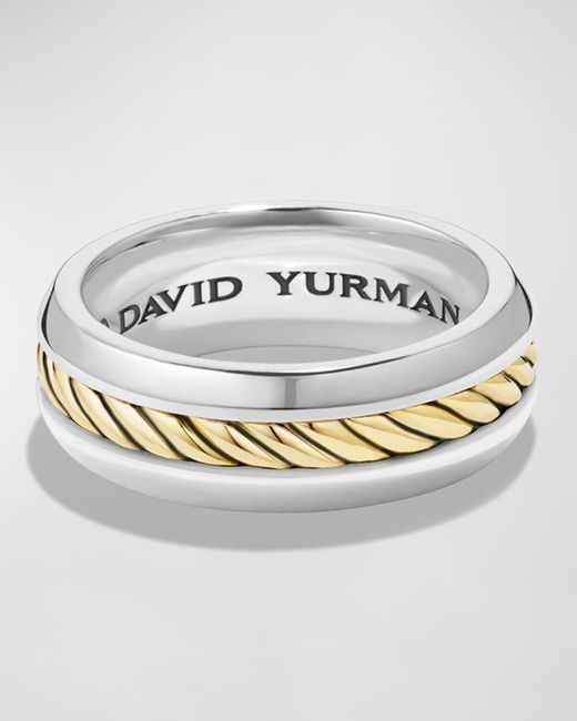 David Yurman Metallic Cable Inset Band Ring In Silver, 8mm for men