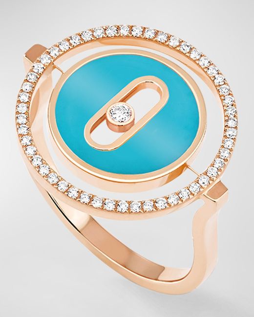 Messika Blue Lucky Move 18k Rose Gold Turquoise Ring, Eu 52 / Us 6