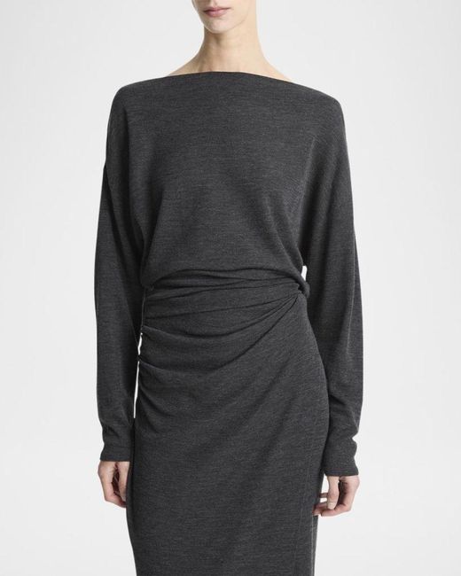 Vince Blue Draped High-Neck Top