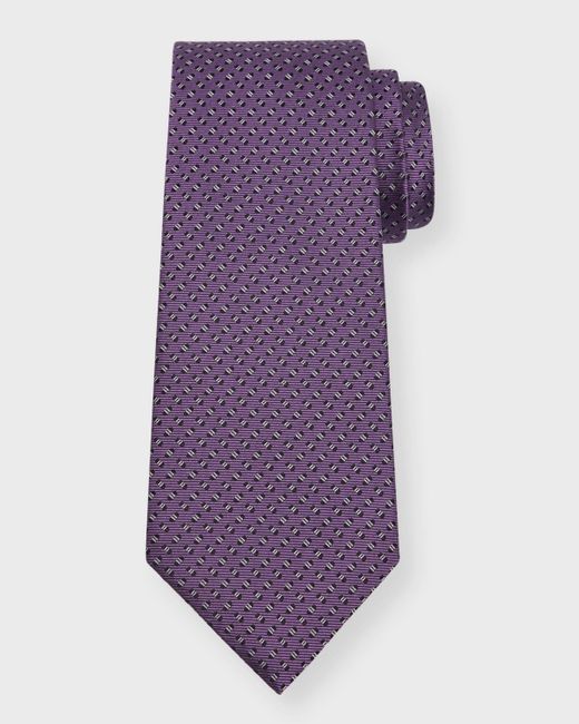 Isaia Purple Micro-Print Silk Tie for men