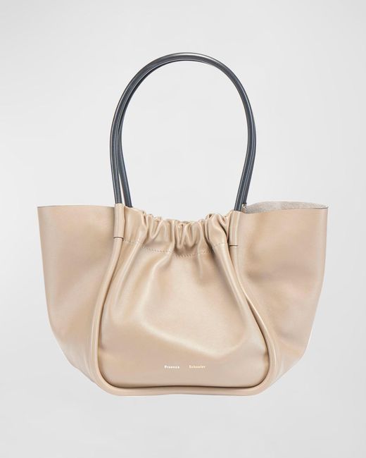 Proenza Schouler Natural Large Ruched Smooth Leather Tote Bag