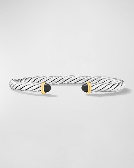 David Yurman Metallic Cable Flex Cuff Bracelet With Gemstone And 14K for men