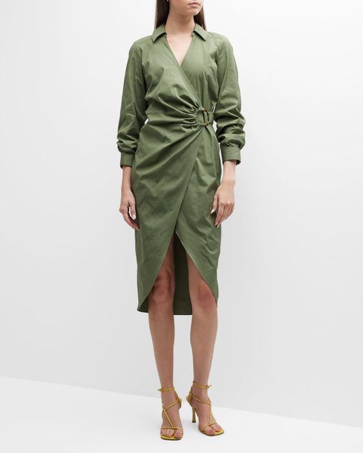 Veronica Beard Green Afton Wrap Midi Dress