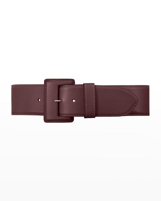 Vaincourt Paris Purple La Merveilleuse Large Pebbled Leather Belt With Covered Buckle