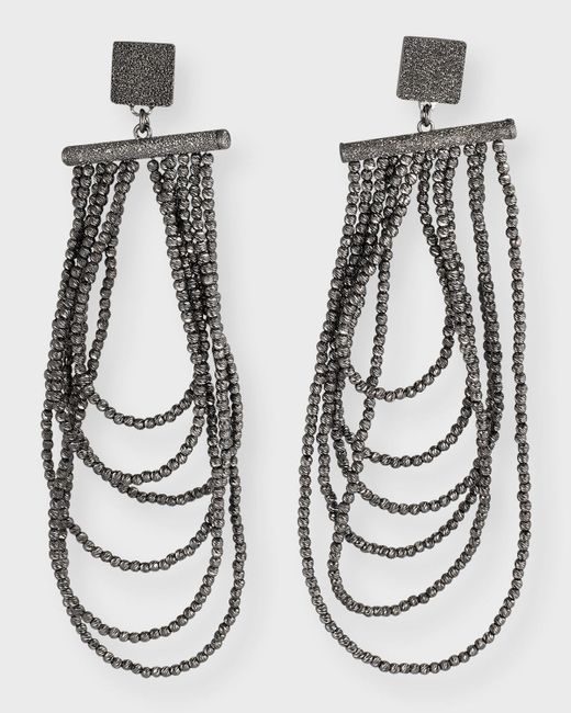 Brunello Cucinelli Metallic Sterling Silver Tiered Monili Drop Earrings