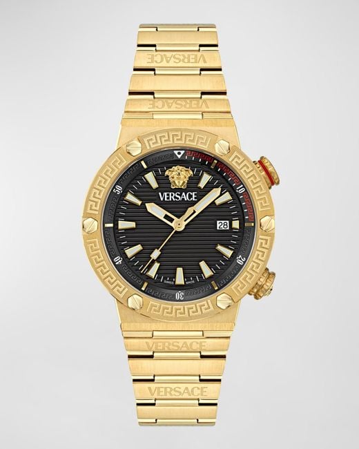 Versace Metallic Greca Logo Ip Bracelet Watch, 43Mm for men