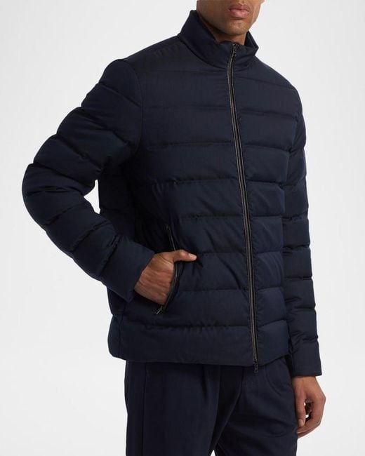 Herno Blue Apos;S Wool Blend Puffer Jacket for men