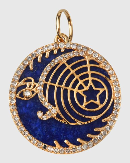 Kastel Jewelry Blue Celstial Lapis Crescent Moon And Star Pendant