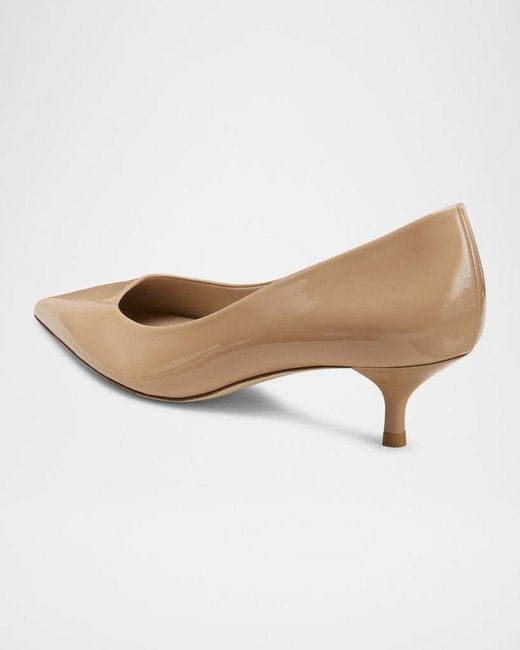 Stuart Weitzman White Stuart Patent Kitten Pumps