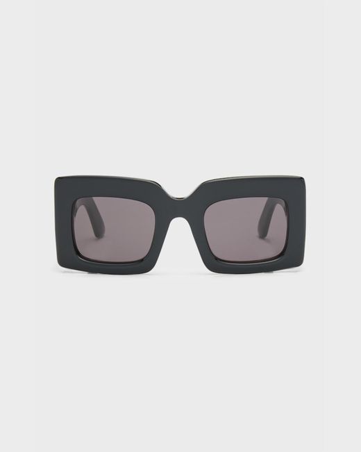 Alexander McQueen Black Beveled Acetate Rectangle Sunglasses