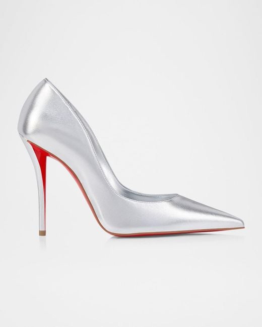 Christian Louboutin White Miss Z Metallic Leather Sole Pumps