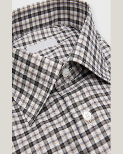 Stefano Ricci White Cotton Check Casual Button-down Shirt for men