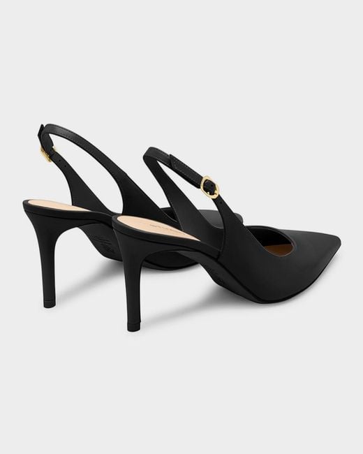 Stuart Weitzman Black Stuart Leather Slingback Pumps