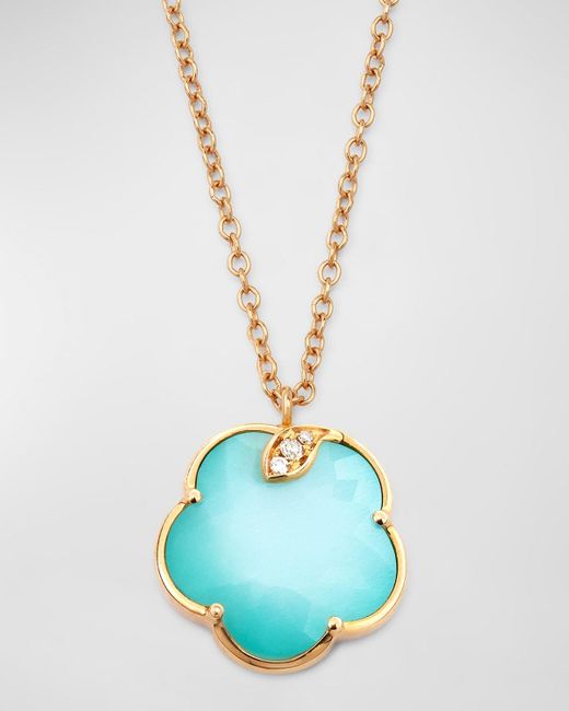 Pasquale Bruni Blue 18k Rose Gold Turquoise, Moonstone, And Diamond Pendant Necklace