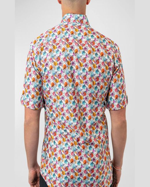 Maceoo Red Galileo Floral Skull Sport Shirt for men