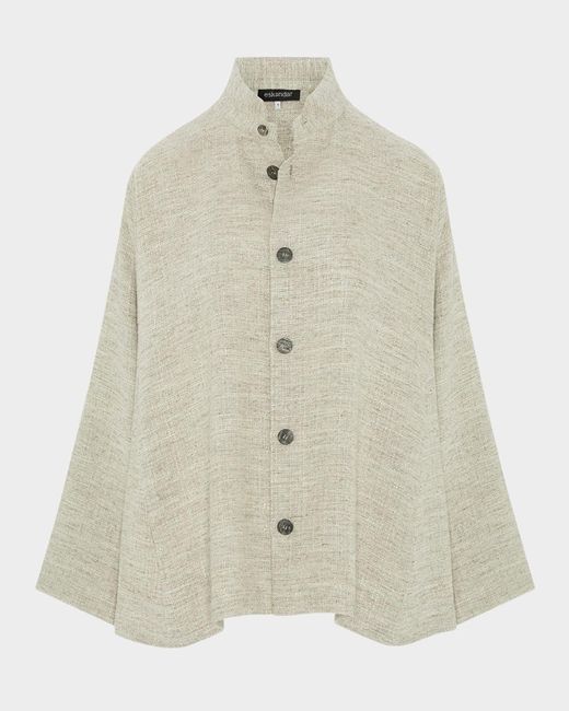 Eskandar Natural Caucasus Jacket With Notch Collar (Mid Plus Length)