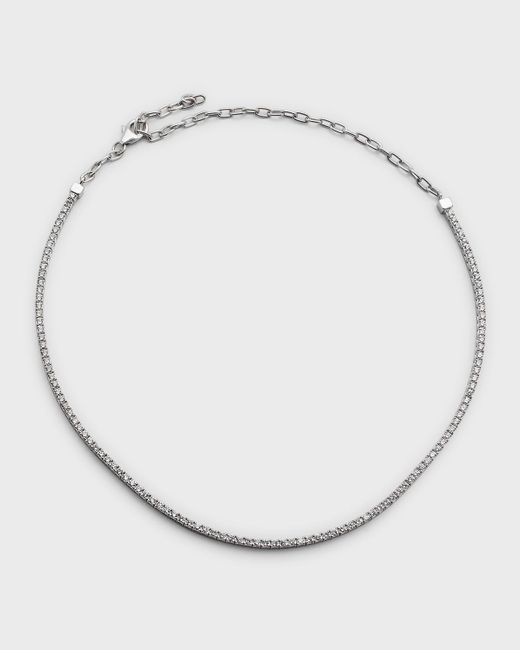 Neiman Marcus White Gold Half-diamond Half-chain Necklace