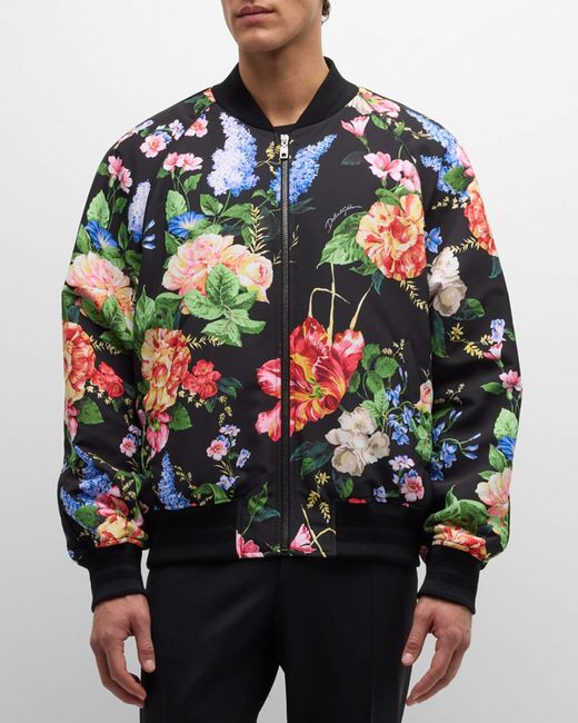 Dolce & Gabbana Multicolor Floral-Print Bomber Jacket for men