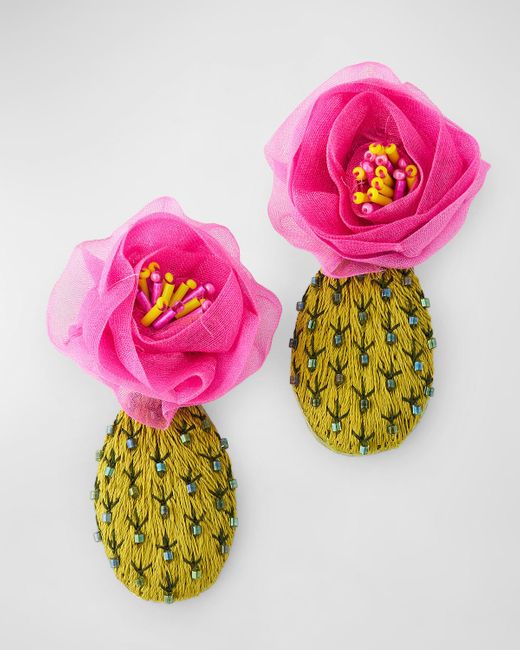 Mignonne Gavigan Pink Cactus Flower Earrings