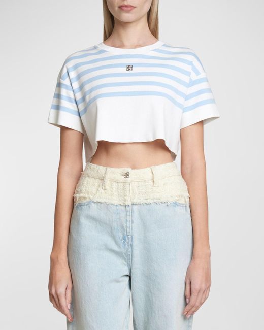 Givenchy White Striped Crop T-Shirt
