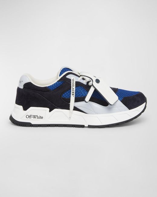 Off-White c/o Virgil Abloh Blue Kick Off Mesh And Leather Low-top Sneakers for men