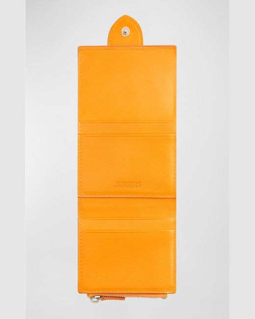 Jacquemus Orange Le Compact Bambino Leather Wallet