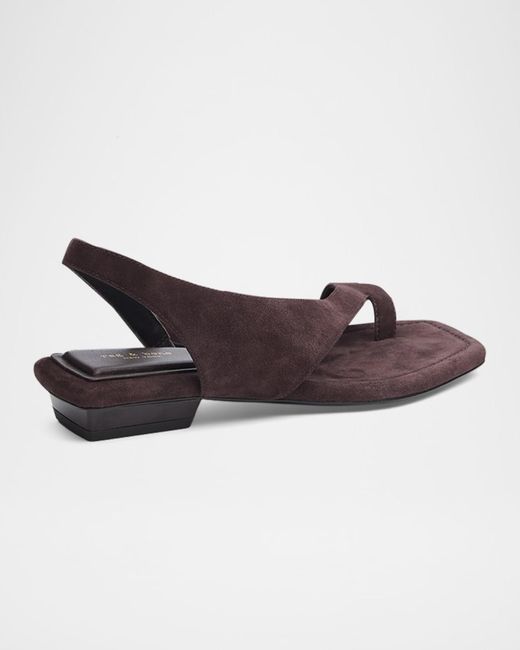 Rag & Bone Brown Liv Suede Flat Toe-Ring Sandals