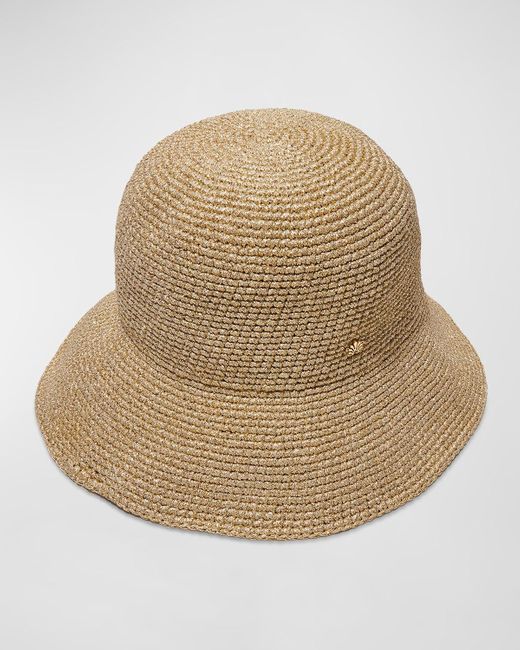 Lele Sadoughi Natural Metallic Raffia Large Brim Hat