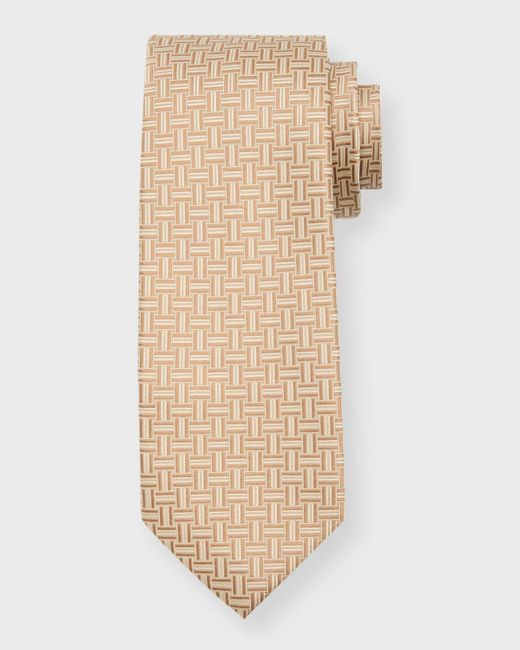 Isaia Natural Basketweave Silk Tie for men