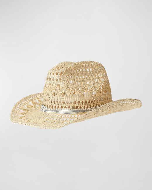 Maison Michel White Austin Cannage Straw Cowboy Hat