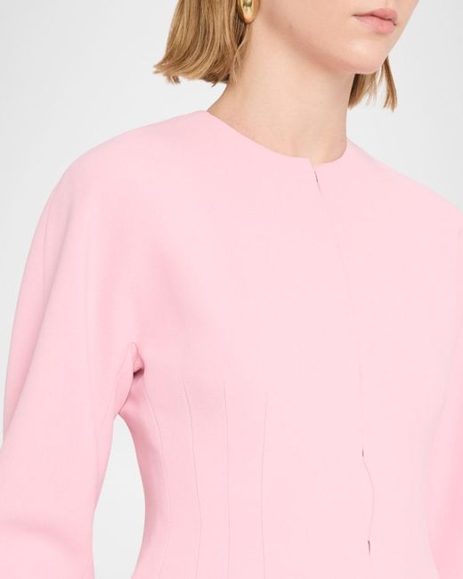 Alberta Ferretti Pink Collarless Peplum Jacket
