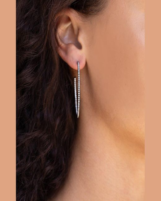 Sheryl Lowe Metallic Inside-out Diamond Hoop Earrings In Black Rhodium-tone