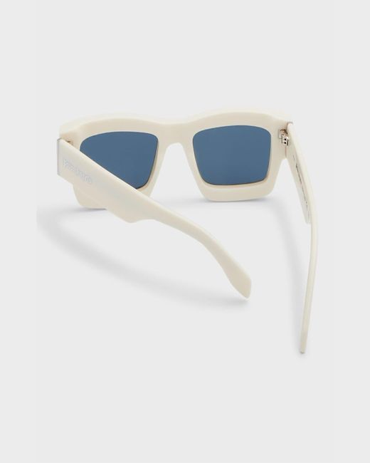 Palm Angels Blue Raymond Rectangle Acetate Sunglasses for men