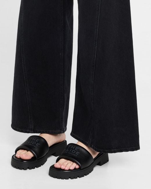 Marc Jacobs Black Leather Slides