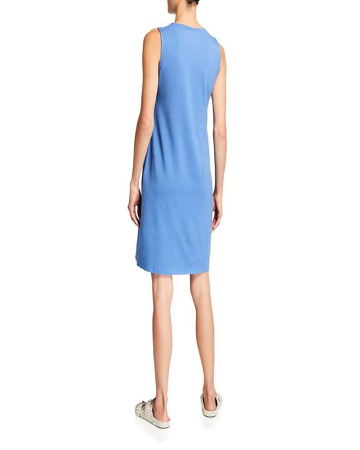 Eileen Fisher Blue Sleeveless Jersey Shift Dress