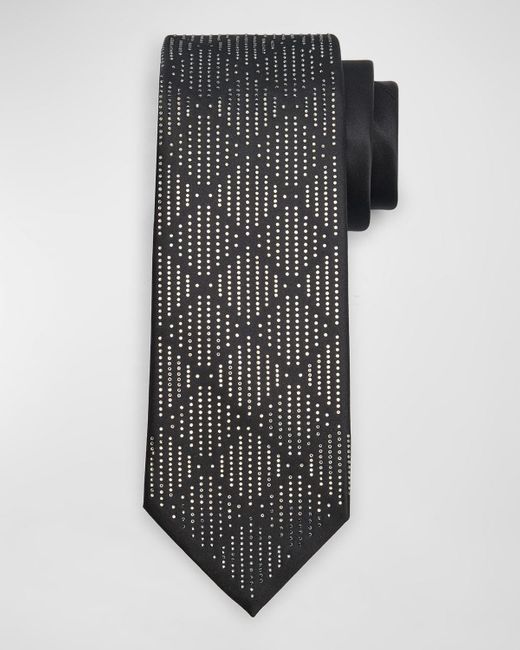 Stefano Ricci Black Crystal-Embellished Silk Tie for men