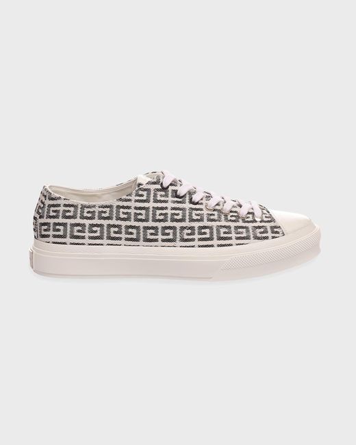 Givenchy White City Allover Logo Canvas Low-Top Sneakers for men