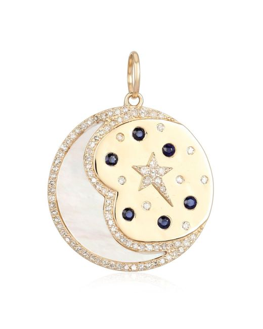 Kastel Jewelry Metallic Celestial Mother-Of-Pearl Crescent Moon Pendant